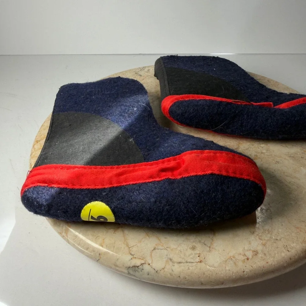 Kaufman Wool Blend Boot Liners Kids Size 9 Navy Blue Red Trim Made in Canada